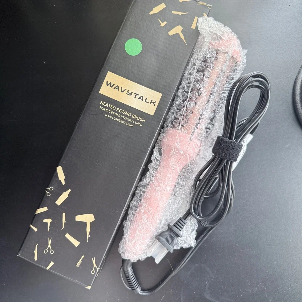 Wavytalk Heated Round Brush Thermal Styler Pink Ionic Volumizing Iron NIB Tested